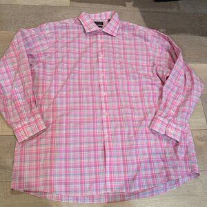 Lauren Ralph Lauren Non-Iron Pink Plaid Button-Down Long Sleeve Shirt Size 18.5